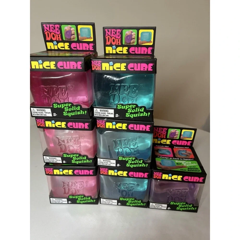 Nee Doh Nice Cube Schylling Slow Squish Fidget Sensory Toy All New Lot Of 7